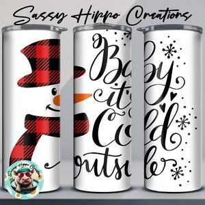 Skinny Tumbler Snowman Baby It's Cold Outside Christmas 20oz Stainless-Steel